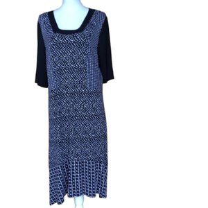 Blue Illusion Mix Prints Short Sleeve Jersey Dress